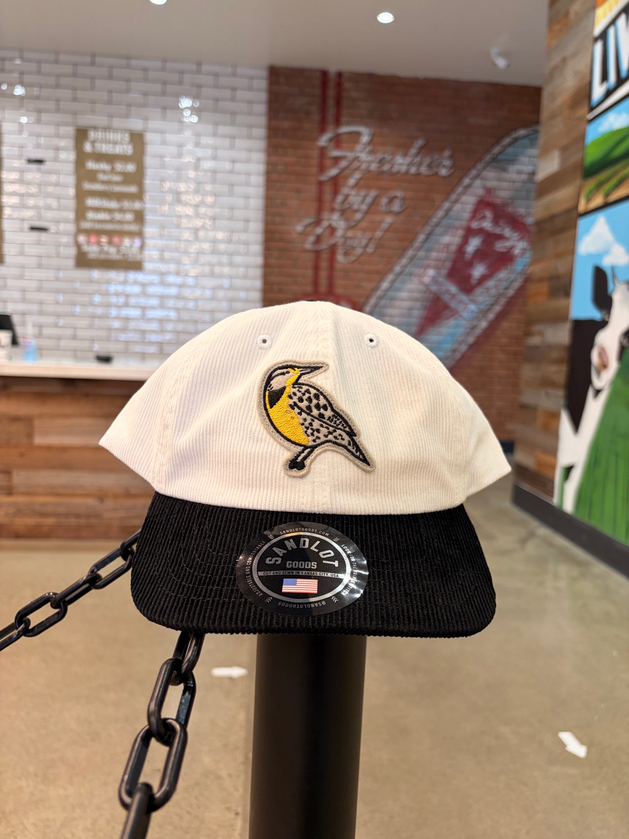 Sandlot Corduroy Hat Featuring Meadowlark Bird